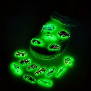18pcs Vibrant Car-Shaped Luminous Shoe Charms - Glow In The Dark